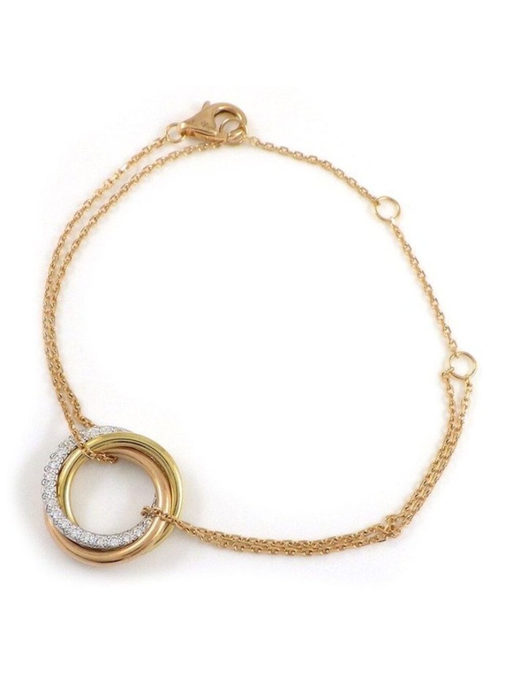 Cartier Bracelet Trinity Chain Three Color 25 Point Diamond Total 18K Pink Gold